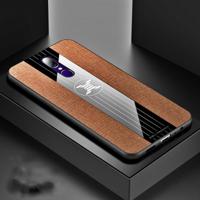 Voor OPPO A9 XINLI stiksels doek Textue schokbestendig TPU beschermhoes (bruin) - thumbnail