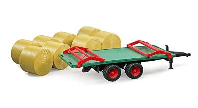Bruder balentransport aanhanger met 8 ronde balen 1:16 - thumbnail