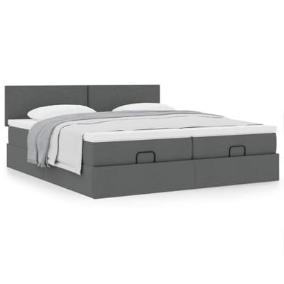 Ottoman bed met matrassen 180x200cm stof donkergrijs