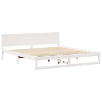 Bedframe met hoofdeinde Wit 180 x 200 cm Massief grenenhout - thumbnail