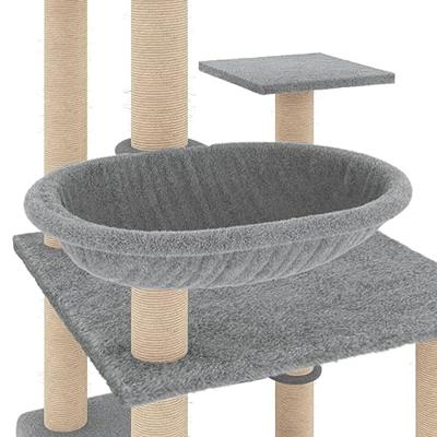 Kattenmeubel met sisal krabpalen 141 cm lichtgrijs - thumbnail