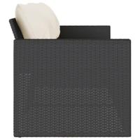 Tuinbank 3-zits met kussens poly rattan zwart - thumbnail