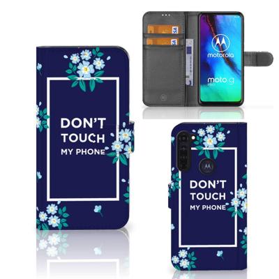 Motorola Moto G Pro Portemonnee Hoesje Flowers Blue DTMP Motorola Moto G Pro Portemonnee Hoesje Flowers Blue DTMP
