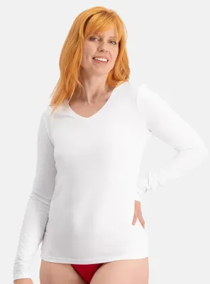 2-pak dames shirts lange mouw V-hals - Liv - Comfortabel Bamboe ondershirts