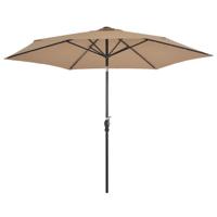 VidaXL Parasol met led-verlichting en stalen paal 300 cm taupe - thumbnail