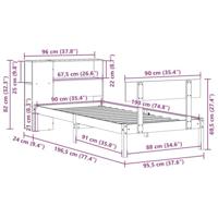 Bed met boekenkast zonder matras grenenhout wit 90x190 cm - thumbnail
