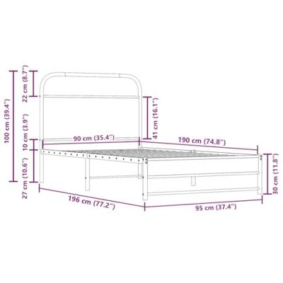 Bedframe zonder matras bewerkt hout gerookt eiken 90x190 cm