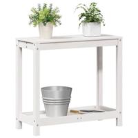 VidaXL Oppottafel met schap 82,5x35x75 cm massief grenenhout wit - thumbnail