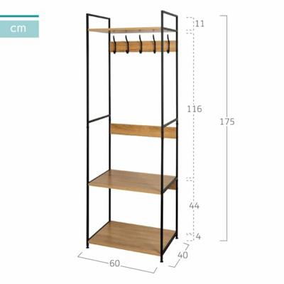Jassenrek met schap Max Home Staal Melamine spaanderplaat Minimalist 60 x 175 x 40 cm