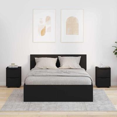 Nachtkastjes 2 pcs Zwart 30,5 x 30 x 43 cm Bewerkt hout