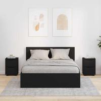 Nachtkastjes 2 pcs Zwart 30,5 x 30 x 43 cm Bewerkt hout - thumbnail