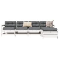 5-delige Loungeset massief grenenhout wit - thumbnail