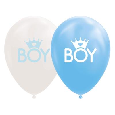 Globos Ballonnen zoon baby blauw/wit 30cm, 8st.