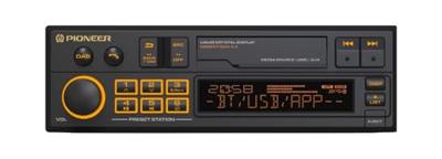 Pioneer Pioneer SXT-C10PS, Schwarz, 1 DIN, 88 W, 50 W, Android, AAC, FLAC, MP3, WAV, WMA Autoradio enkel DIN Retrodesign, DAB+ tuner, Bluetooth handsfree