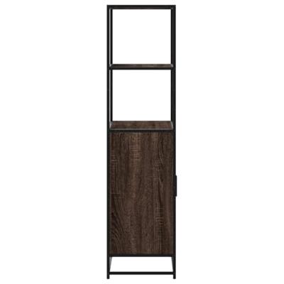 Hoge kast 68x35x139 cm bewerkt hout en metaal bruin eikenkleur