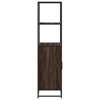Hoge kast 68x35x139 cm bewerkt hout en metaal bruin eikenkleur - thumbnail