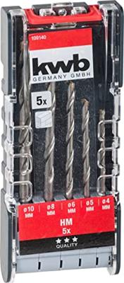 kwb 109140 Gereedschapsstaal Steen-spiraalboorset 5-delig 4 mm, 5 mm, 6 mm, 8 mm, 10 mm Cilinderschacht 1 set(s)