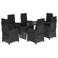 7-delige Tuinset met kussens poly rattan zwart - thumbnail