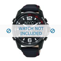 Pulsar horlogeband N021-X001 / PZ4009X1 Leder Zwart 22mm + rood stiksel - thumbnail