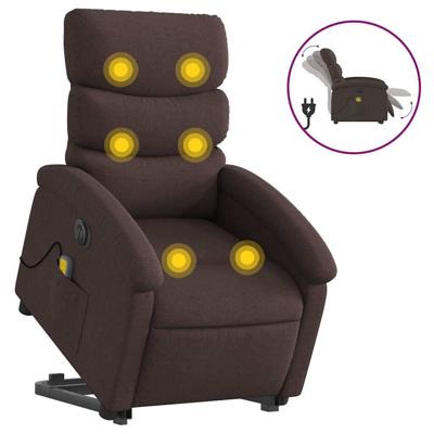 Sta-op-massagestoel elektrisch verstelbaar stof donkerbruin - thumbnail