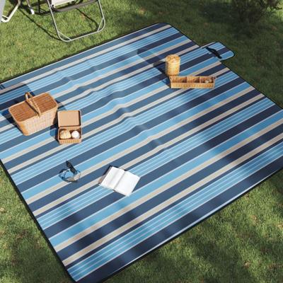 VidaXL Picknickkleed opvouwbaar gestreept 200x200 cm fluweel blauw wit VidaXL Picknickkleed opvouwbaar gestreept 200x200 cm fluweel blauw wit