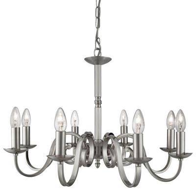 Searchlight Landelijke kroonluchterRichmond 8-lichts 65cm mat zilver - 1508-8SS