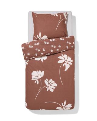 HEMA Dekbedovertrek 140x200/220cm zacht katoen bloemen (bruin)