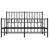 Bedframe met hoofd- en voeteneinde metaal zwart 135x190 cm - thumbnail