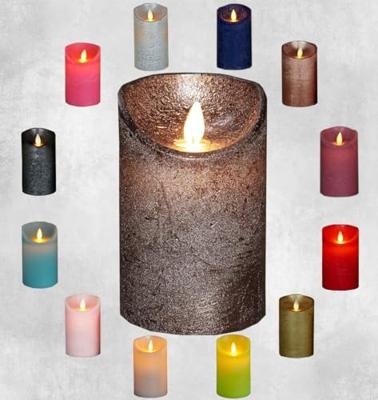 Anna&apos;s Collection LED kaars flame effect rustiek 7.5x15cm brons 1 stuks - thumbnail