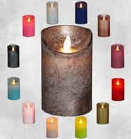 Anna&apos;s Collection LED kaars flame effect rustiek 7.5x15cm brons 1 stuks - thumbnail