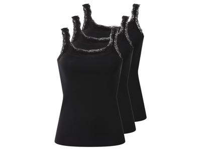 ESMARA Set van 3 geribde dames tops (Zwart, L (44/46))