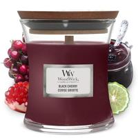 WoodWick Geurkaars Mini Black Cherry - 8 cm / ø 7 cm - Geurkaars in Glas - Houten Lont - thumbnail