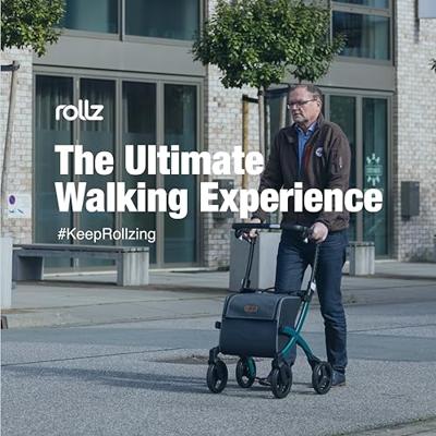 Rollz Flex 2 rollator classic (7,4 kg) | Rollator met grote boodschappentas | Matt Black | Lichtgewicht rollator | 3010RF0012 - thumbnail