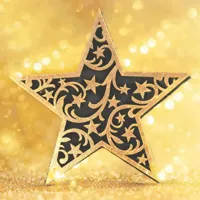 Duni 3-laags tissue servet glimmering star 33x33cm goud 20 stuks - thumbnail