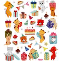 Creativ Company Stickers, verjaardags katten, vel 15x16,5 cm, ca. 38 stuk, 1 vel - thumbnail