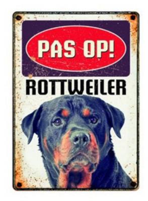 PLENTY GIFTS WAAKBORD BLIK ROTTWEILER 15X21 CM