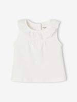 T-shirt voor speciale gelegenheden met geborduurd kraagje voor babymeisjes wit - thumbnail