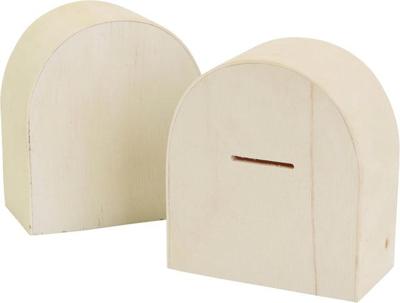 Spaarpot creativ company hout 10x9cm | 12 stuks