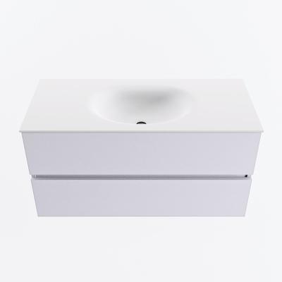 MONDIAZ VICA 100cm badmeubel onderkast Cale 2 lades. Wastafel MOON midden zonder kraangat, kleur Talc.