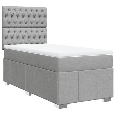 Boxspring met matras stof lichtgrijs 140x200 cm - thumbnail