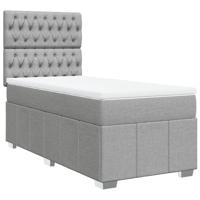 Boxspring met matras stof lichtgrijs 140x200 cm - thumbnail