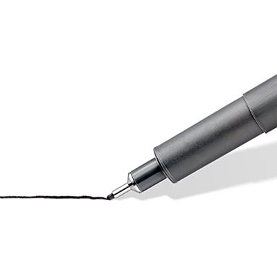 Staedtler pigment liner fineliner, verschillende schrijfbreedtes, set van 12 stuks, zwart