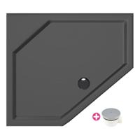 Douchebak Xenz Marshall | 100x100x4 cm | Incl.Afvoersifon-Chroom | Acryl | Vijfhoek | Zwart mat - thumbnail