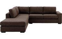 Goossens Hoekbank Lucca Met Ligelement bruin, stof, 2,5-zits, stijlvol landelijk met ligelement links - thumbnail