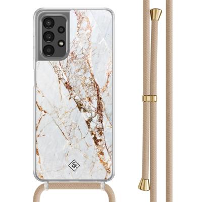 Samsung Galaxy A13 4G hoesje met beige koord - Marmer goud
