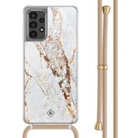 Samsung Galaxy A13 4G hoesje met beige koord - Marmer goud - thumbnail