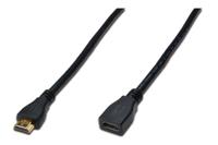 Digitus AK-330201-050-S HDMI-kabel HDMI Verlengkabel HDMI-A-stekker, HDMI-A-bus 5.00 m Zwart Rond, Vergulde steekcontacten, Afgeschermd (dubbel) - thumbnail