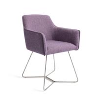 Jesper Home Eetkamerstoel 'Hofu' Beehive Steel, kleur Violet Daisy - thumbnail