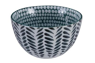 Keramische Kom Groen/Wit - Tokyo Design Studio - 500ml 12.7x7 cm