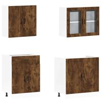 4-delige Keukenkastenset Porto bewerkt hout gerookt eiken - thumbnail